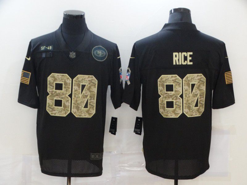 Men San Francisco 49ers #80 Rice Black camo Lettering 2020 Nike NFL Jersey->oakland raiders->NFL Jersey
